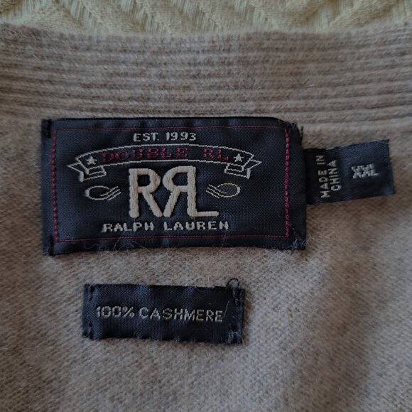 Ralph Lauren RRL Men Cashmere Cardigan Beige V Neck Button Down Sweater Size XXL - Picture 5 of 12
